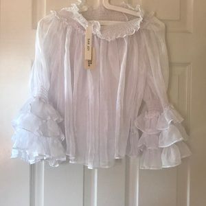 Sheer off shoulder blouse. Forever21. NWT
